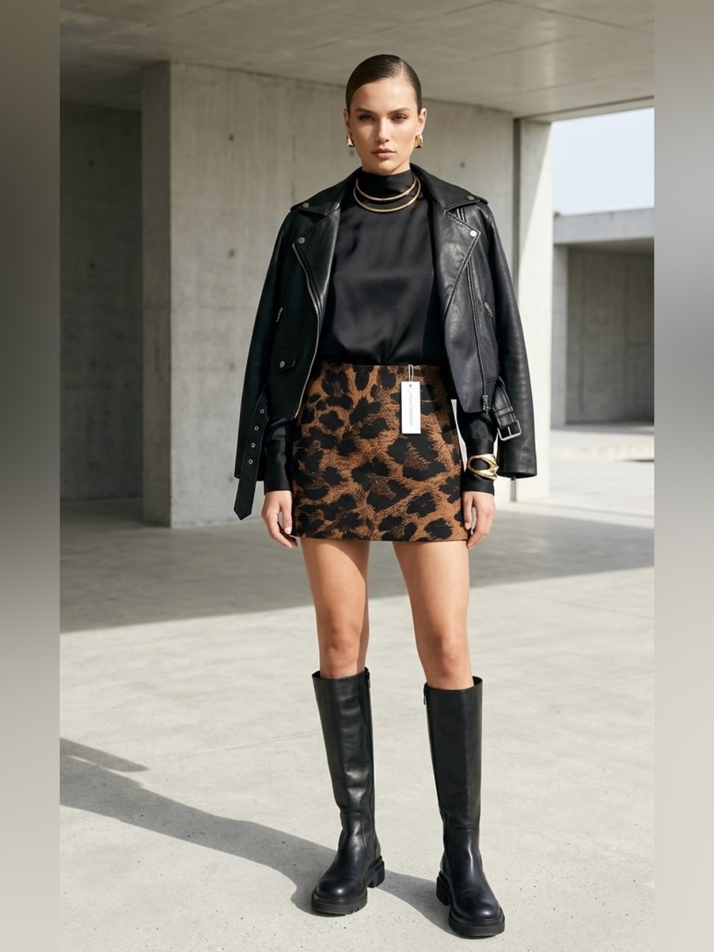 naked wardrobe Leopard Print Mini Skirt in Brown and Black